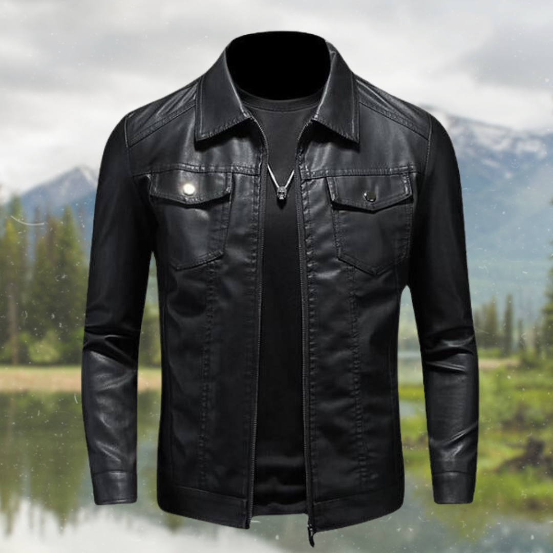 Street-Wave Leather Jacket For Men Modern Look Sleek Fit Multi Layer Interior All Season Versatile