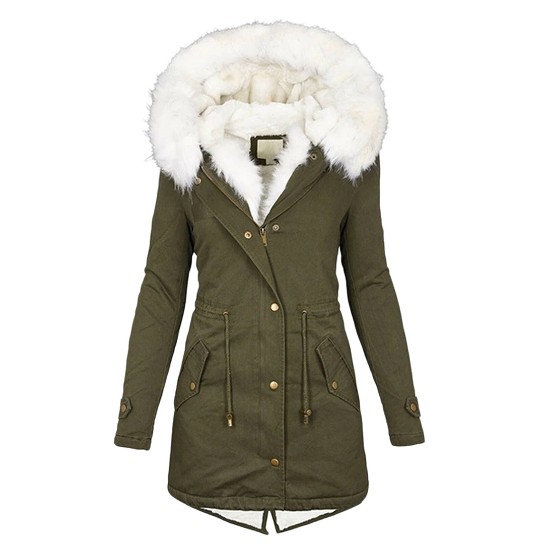 Street-Wave Women FleeceLined Winter Parka With Hood Fur Trim Windproof Warm Cozy Insulated