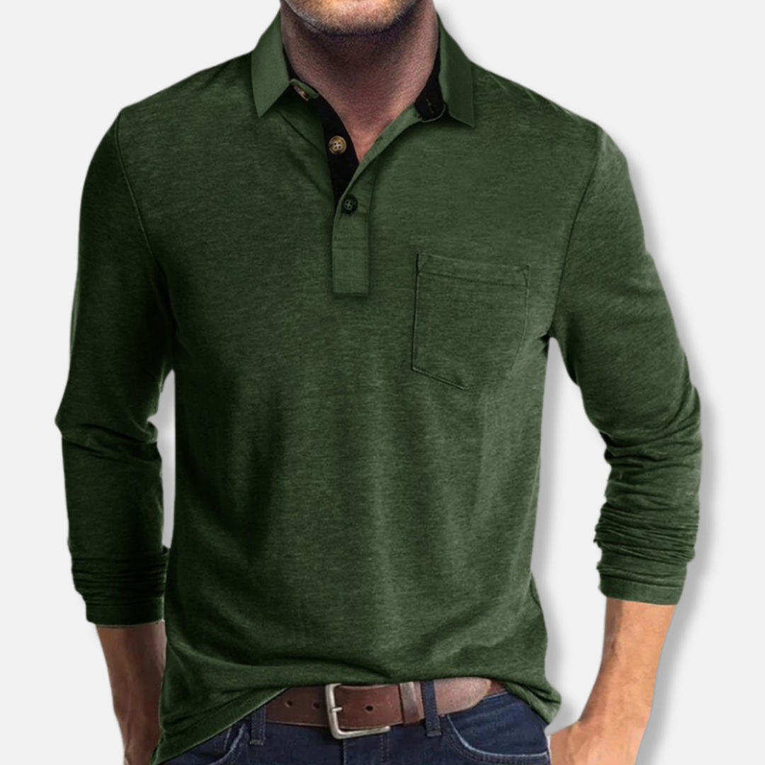 Street Wave Mens Cotton Blend Polo Shirt With Contrast Collar For Smart Casual