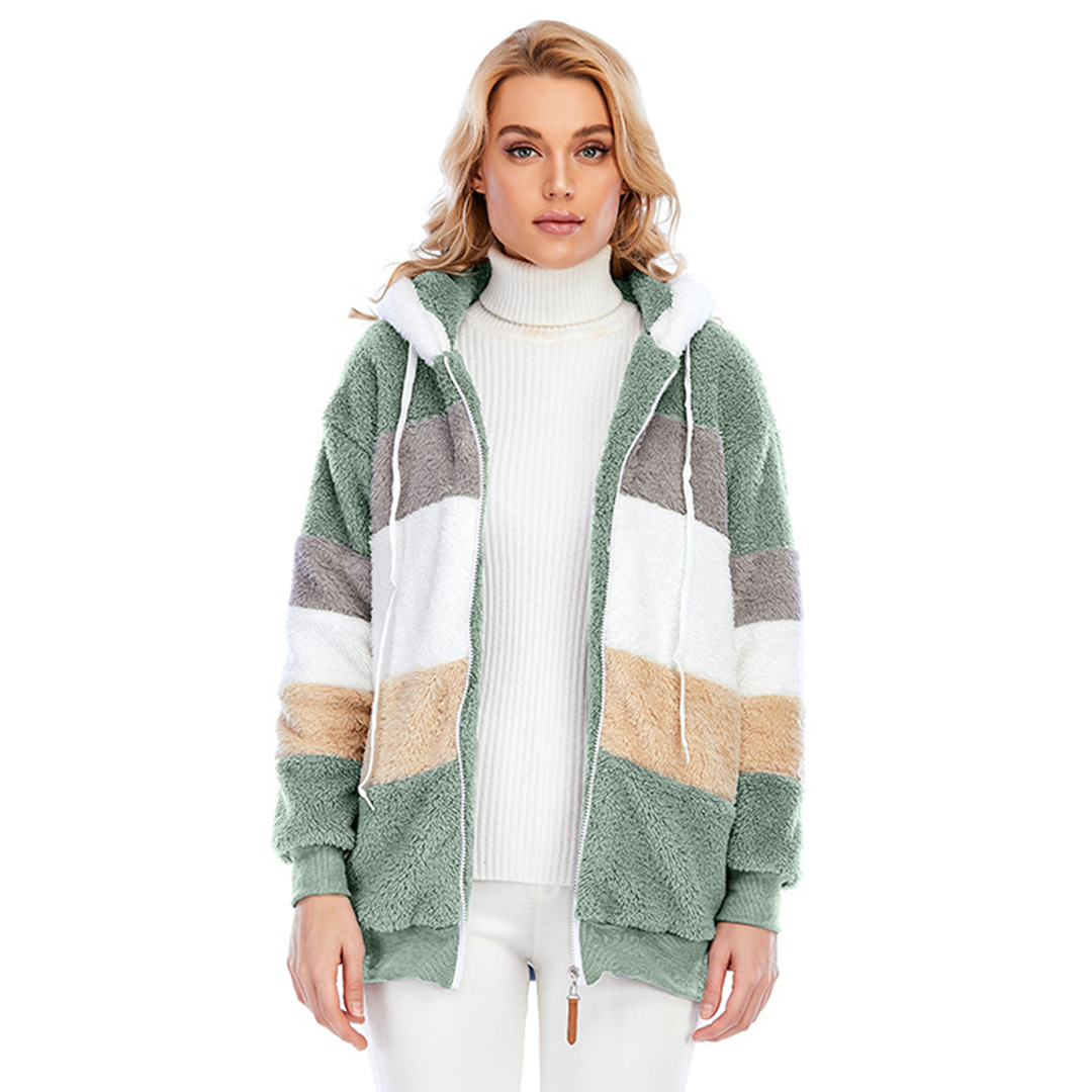 Street Wave Soft And Warm Hooded Fleece Jacket For Women Cozy Plush Comfort Ideal Winter Wear