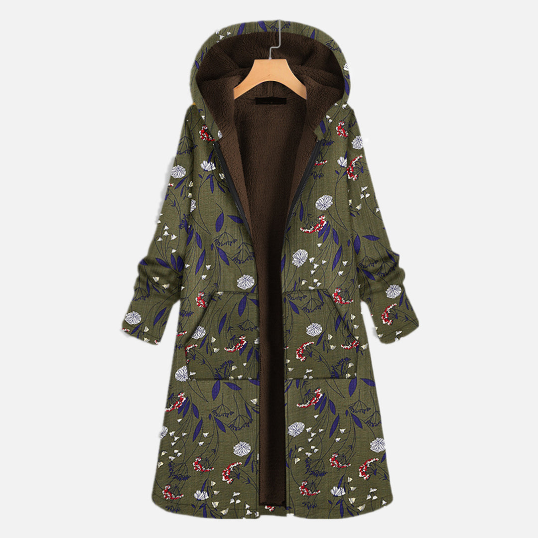 Streetwave Floral Hooded Jacket For Women Warm Sherpa Lined Cozy Outerwear For All Seasons