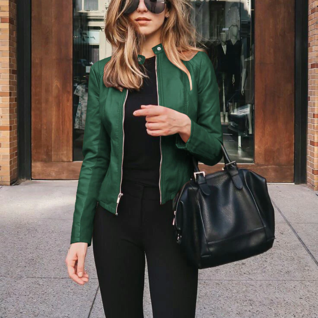 Street-wave PU Leather Bike Jacket For Women, Trendy, Warm All Season Comfort For Urban Riders