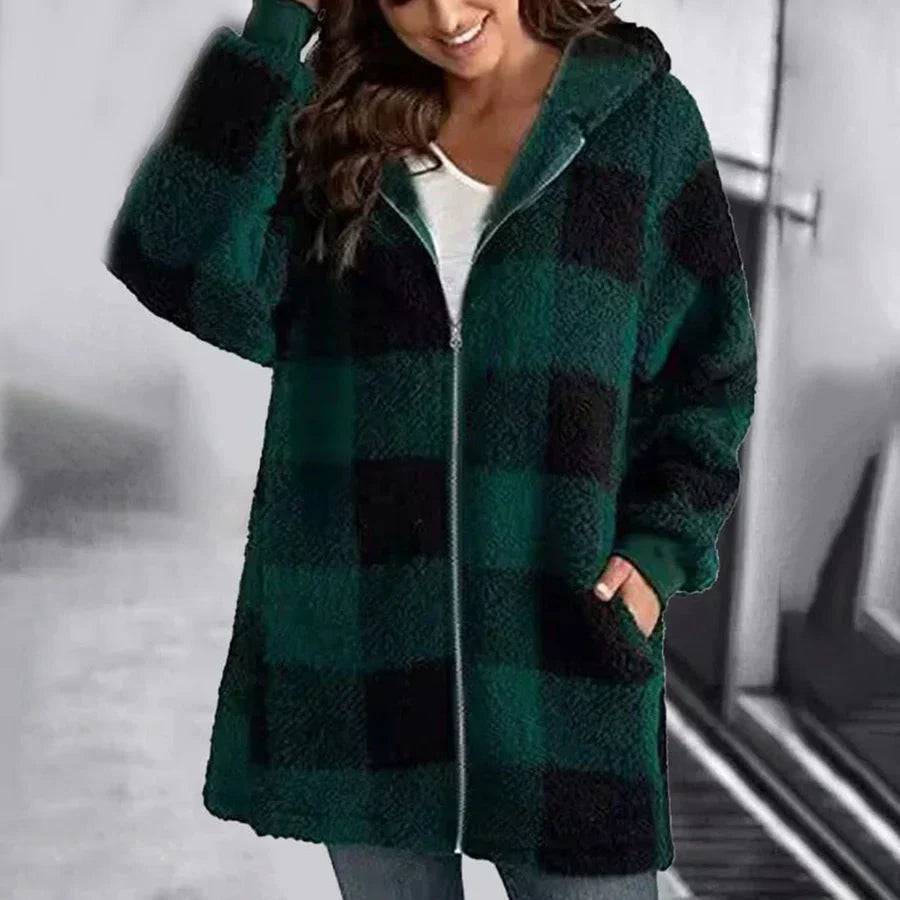 Street-wave Luxurious Plaid Oversized Hoodie For Fashion Forward Loungers With Plush Comfort