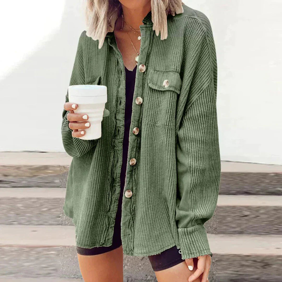 Zeta Shirt Jacket By Streetwave For Women Relaxed Fit Cozy Corduroy Outerwear Soft Texture For Everyday Style