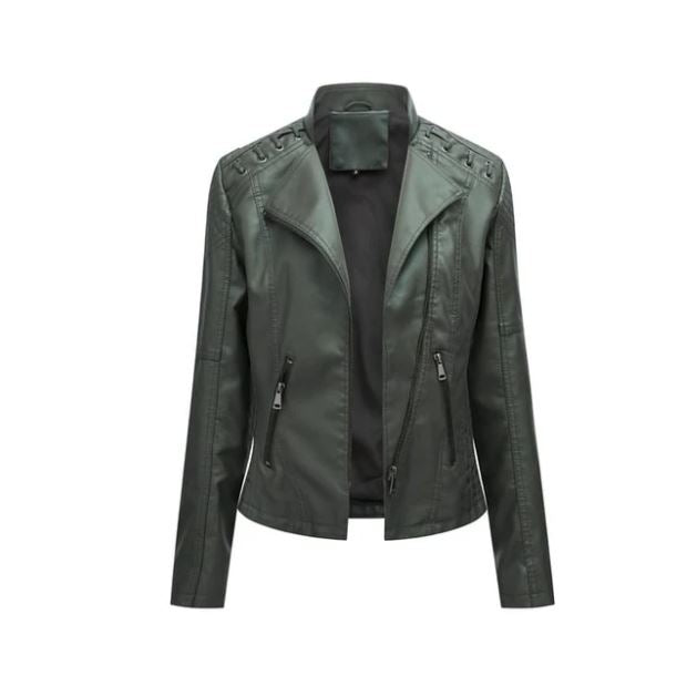 Street-wave Lambskin Leather Jacket For Fall Women Vintage Inspired Office Ready Hidden Zipper