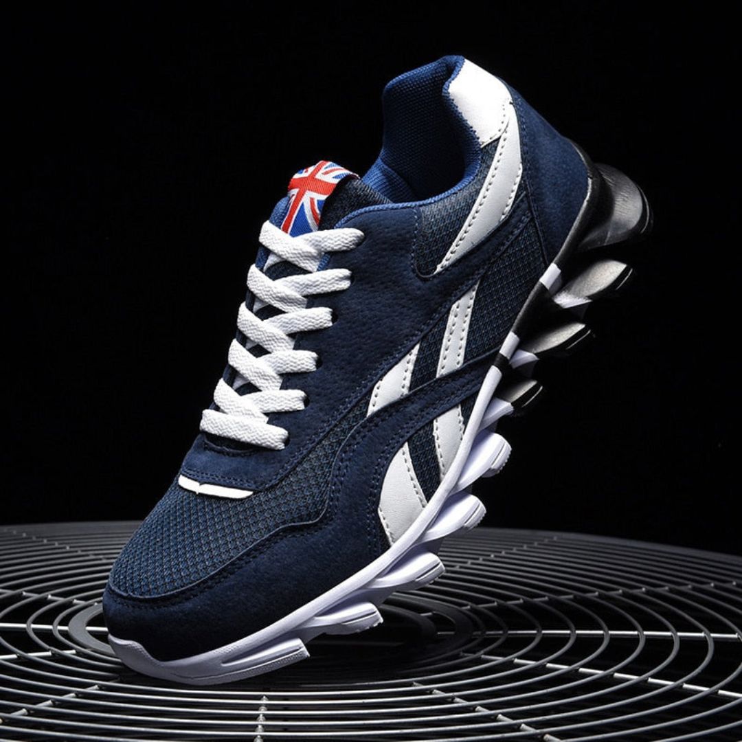 Greg Pulse Runners By Street-Wave Navy Blue Running Shoes With Breathable Mesh Suede Accents And Dual Tone Sole