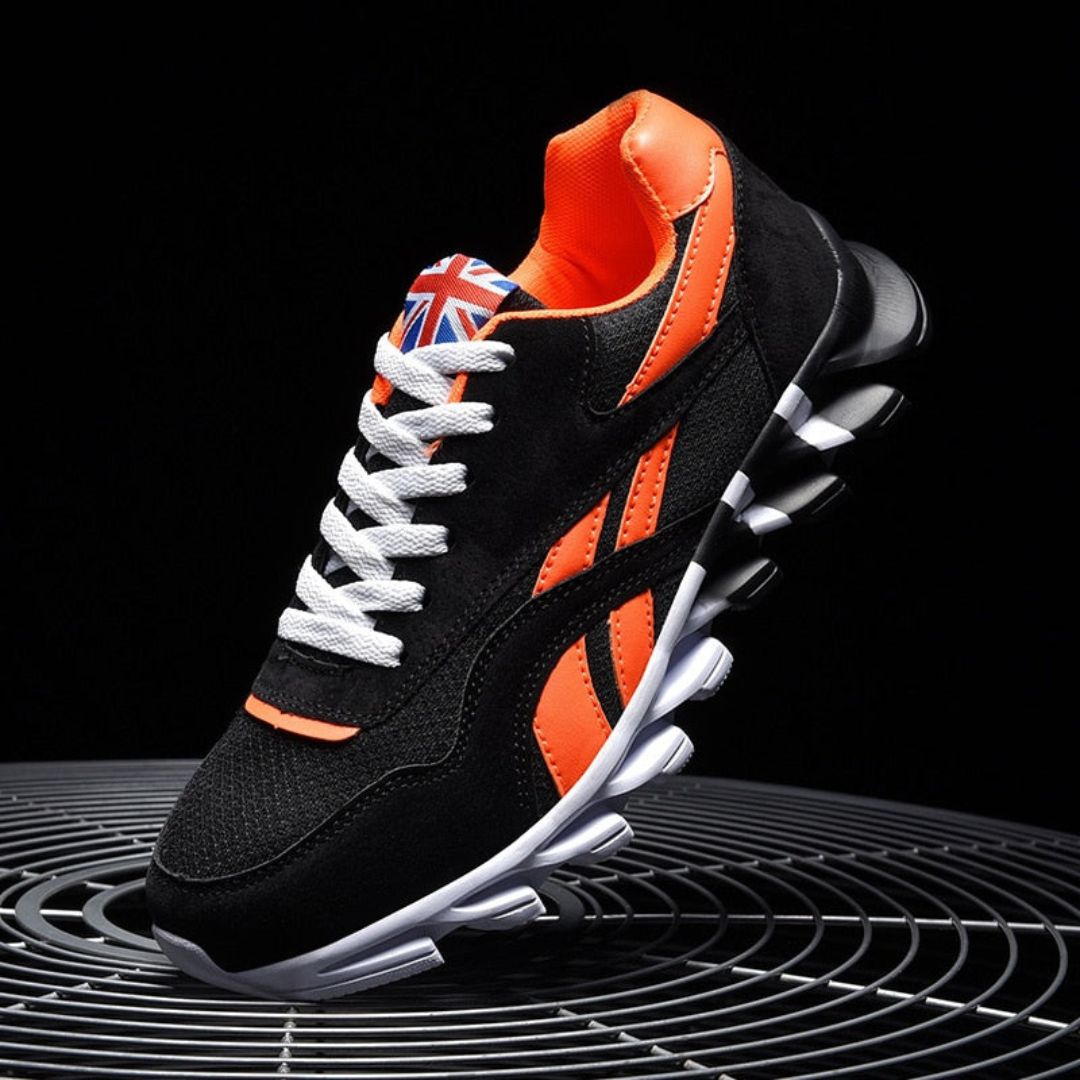 Greg Pulse Runners By Street-Wave Navy Blue Running Shoes With Breathable Mesh Suede Accents And Dual Tone Sole