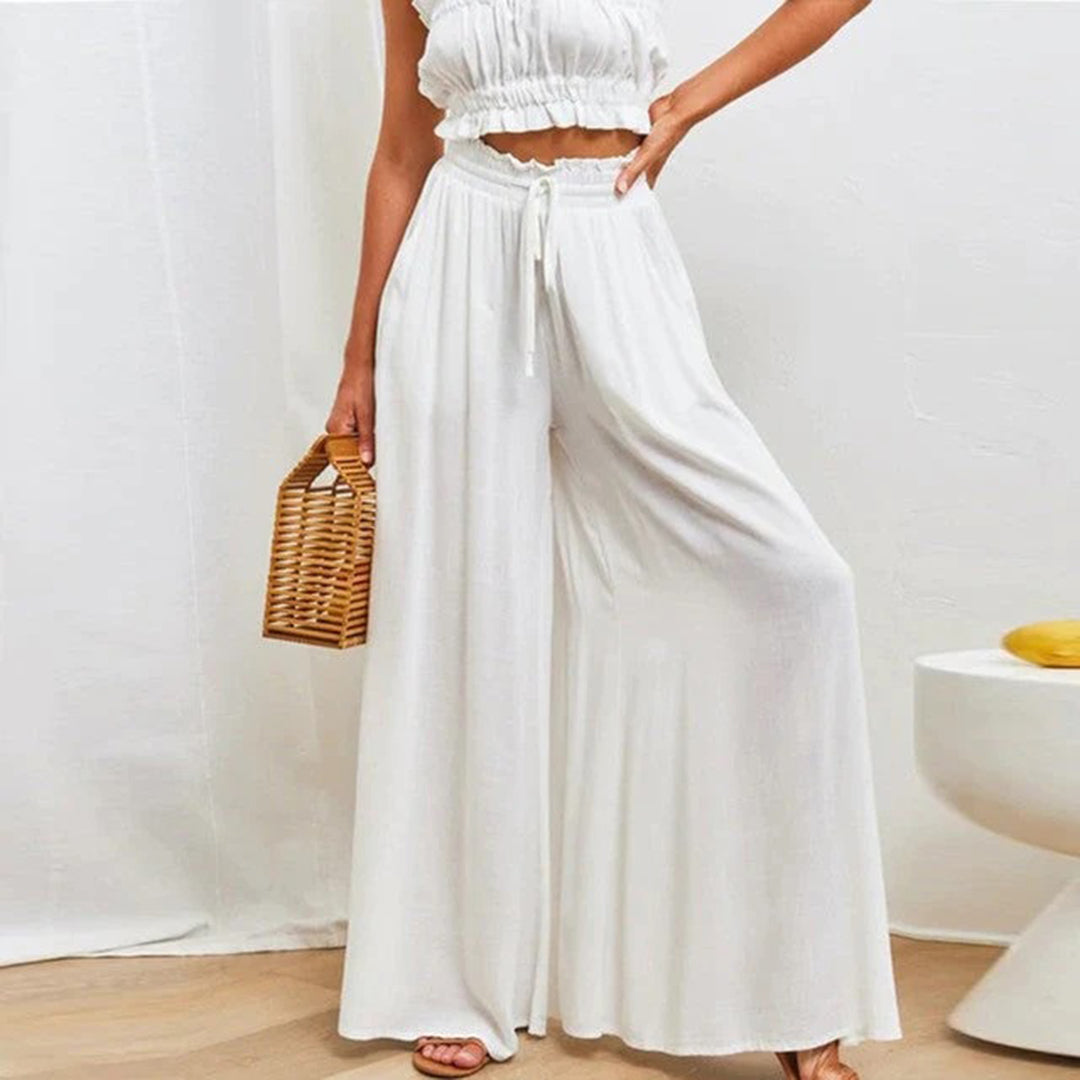 Nordic Flair Women's Light Airy Wide-Leg Trousers With Pockets