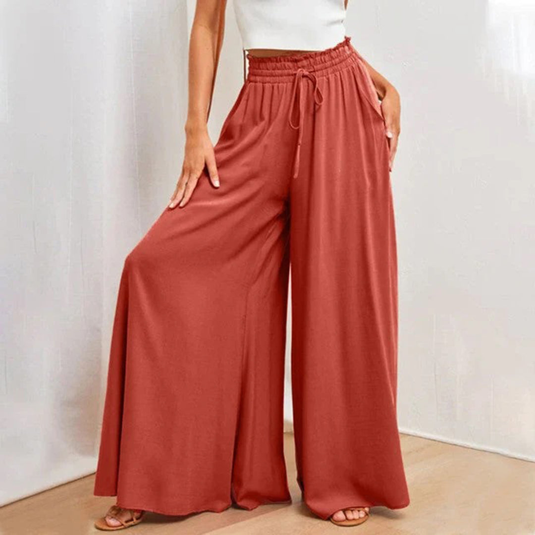 Nordic Flair Women's Light Airy Wide-Leg Trousers With Pockets