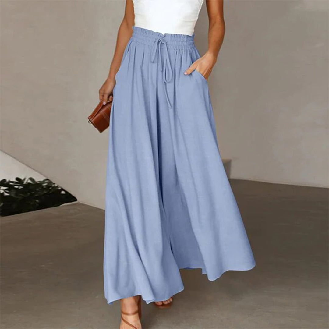 Nordic Flair Women's Light Airy Wide-Leg Trousers With Pockets