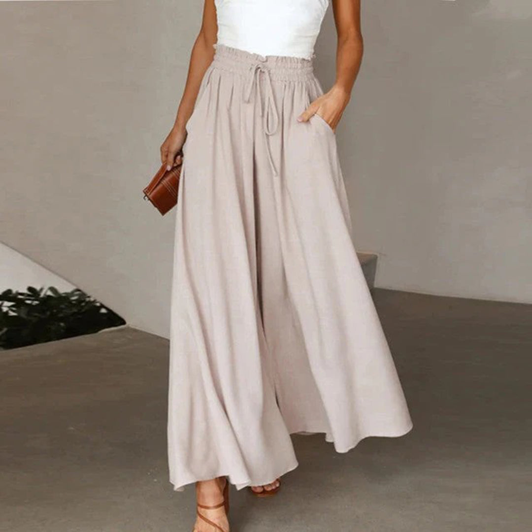 Nordic Flair Women's Light Airy Wide-Leg Trousers With Pockets