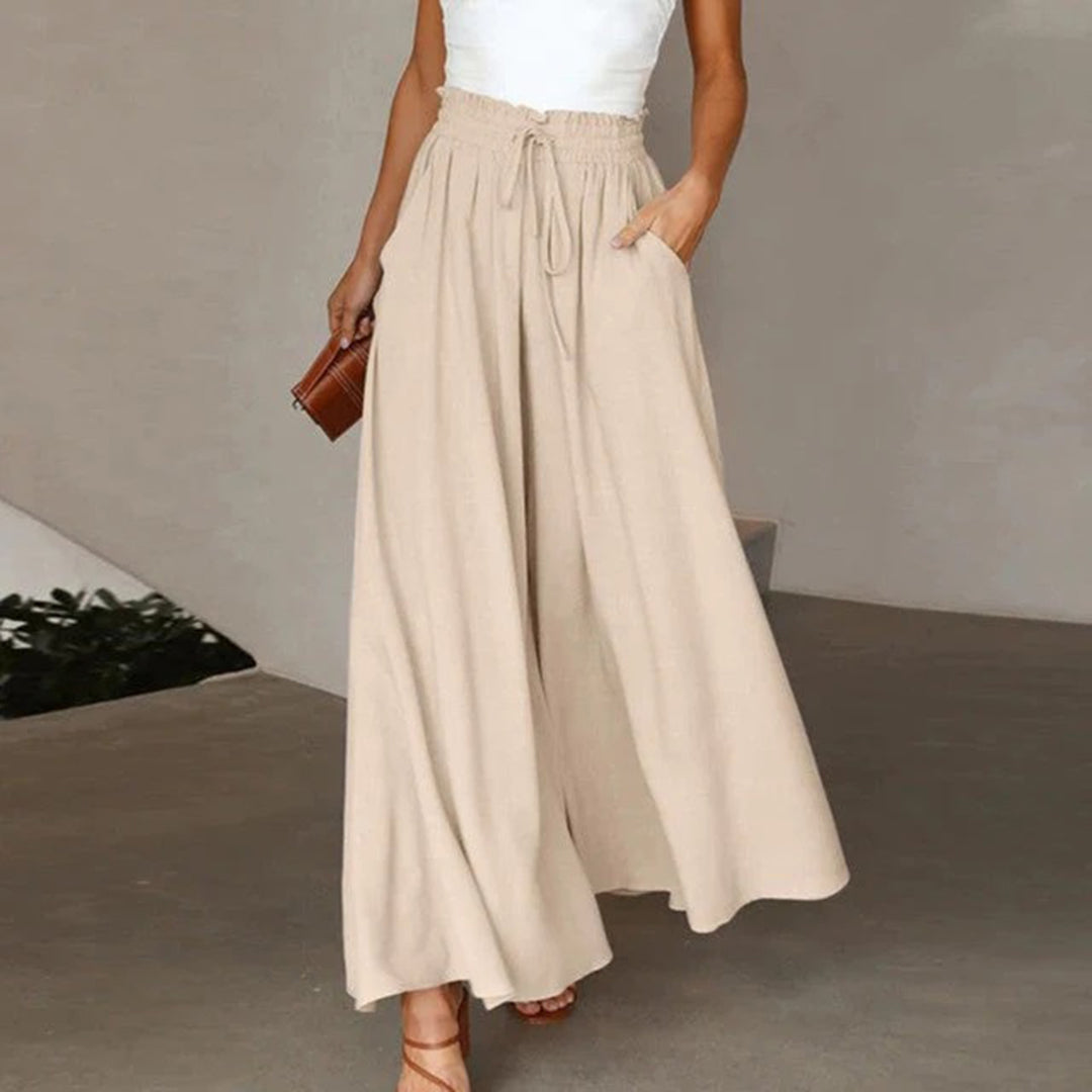 Nordic Flair Women's Light Airy Wide-Leg Trousers With Pockets
