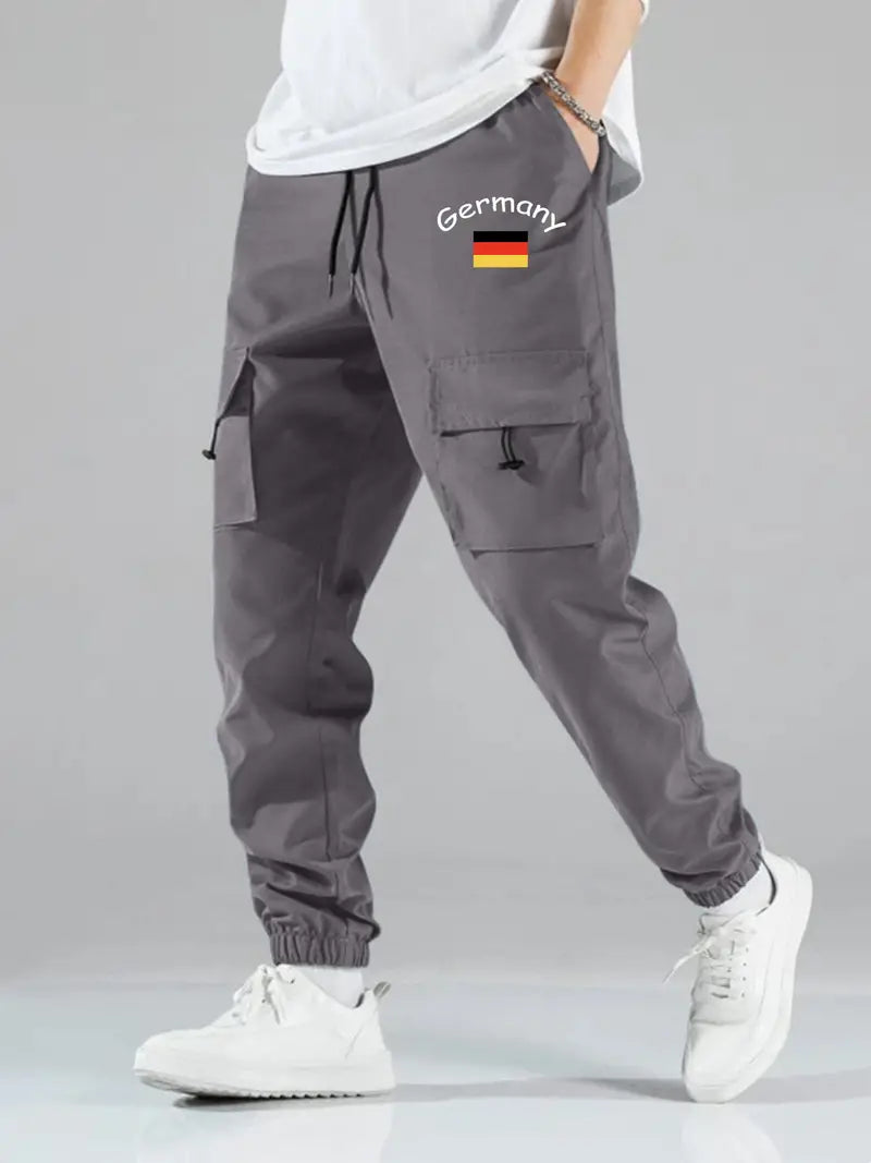 Street Wave Cargo Pants For Men With Lace Up Style And Graphic Germany Print Summer Ready