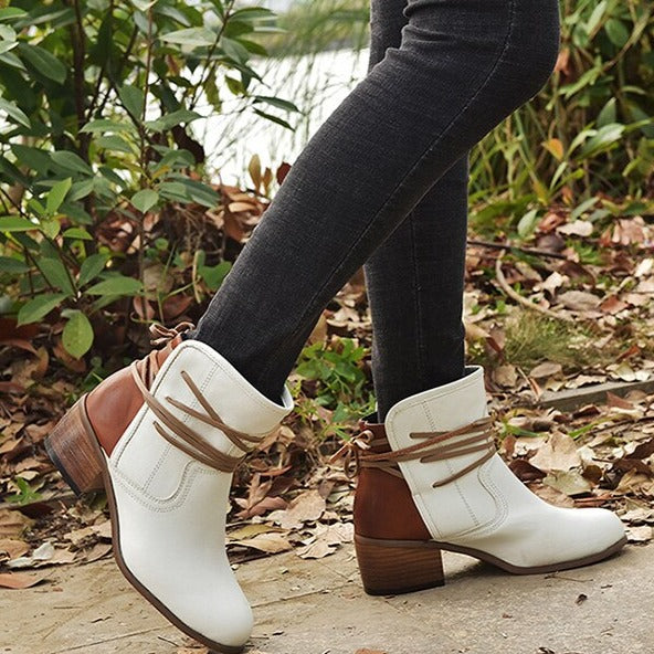 Street-Wave Vintage Lace-Up Ankle Boots With Round Toe All-Day Comfort In Faux Leather For Women