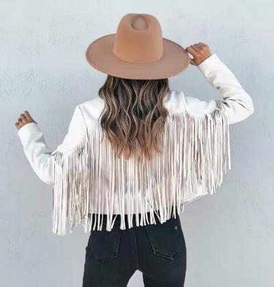 Street-Wave Fringe Suede Jacket For Women With Long Fringes Trendy Western Style