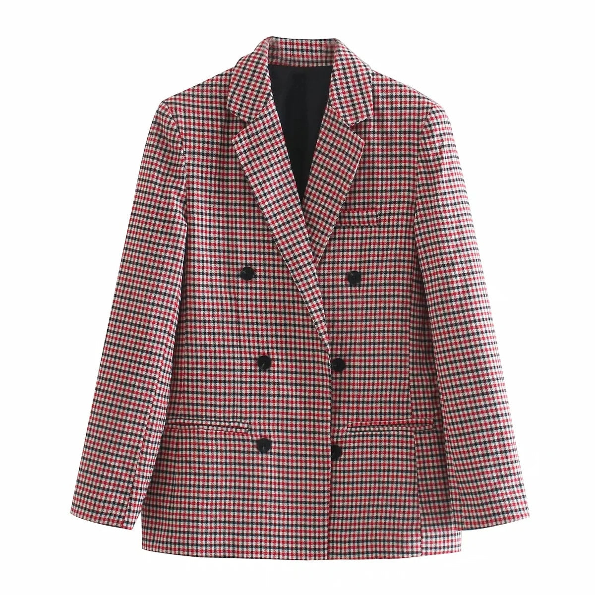 Street-wave Plaid Blazer With Long Sleeves For Women Chic Versatile Office To Weekend Layering