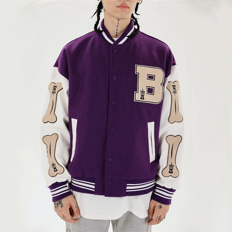 Street Wave Women Baseball Jacket Green Varsity Stylish With Bone Patch Sleeves For Women