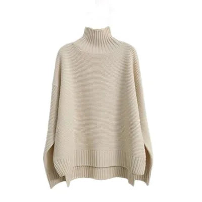Street Wave Oversized Turtleneck Knit Sweater Polyester Comfort And Elegance For Everyday Wear