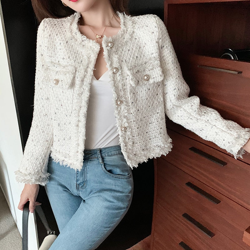 Street-wave Tweed Jacket For Women Timeless Chic Day To Night Versatility Perfect For Jeans Elevate Everyday Looks