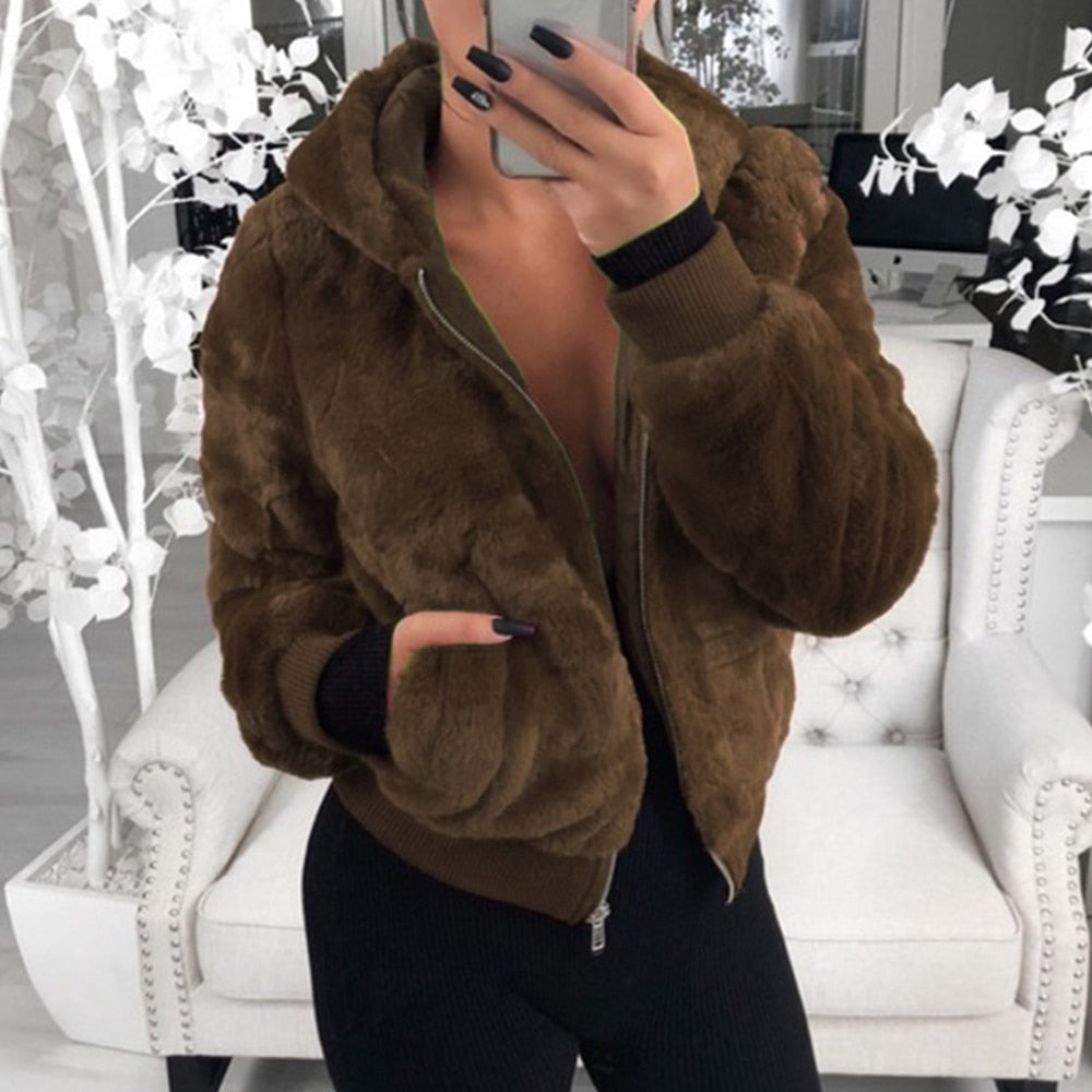 Street Wave Plush Zip Hoodie Cardigan For Women Cozy Soft Comfort With Effortless Style