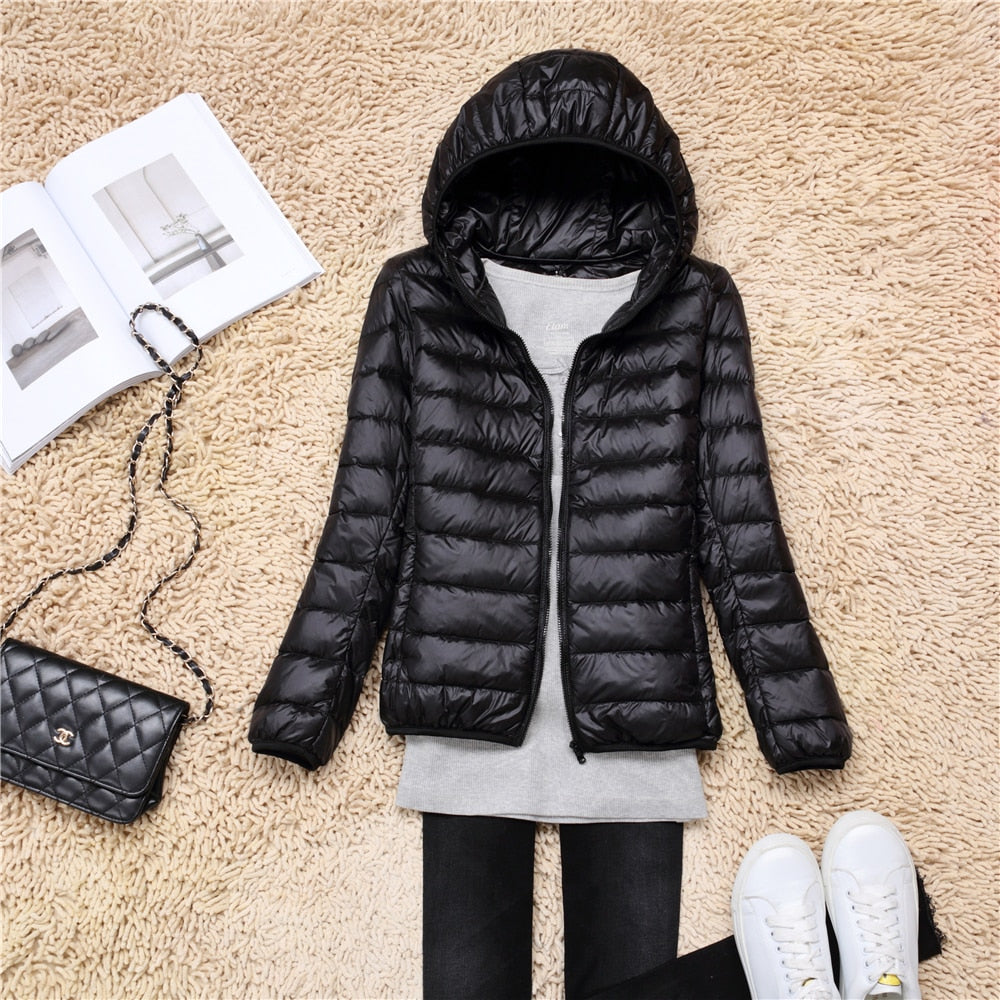 Street Wave Womens Hooded Warm Puffer Jacket Insulated Lightweight Winter Coat For Women