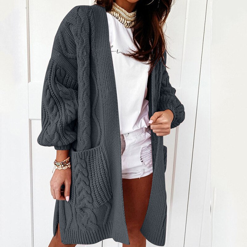 Street-wave Oversized Knit Cardigan for Women With Cozy Cable Knit Comfort and Relaxed Fit
