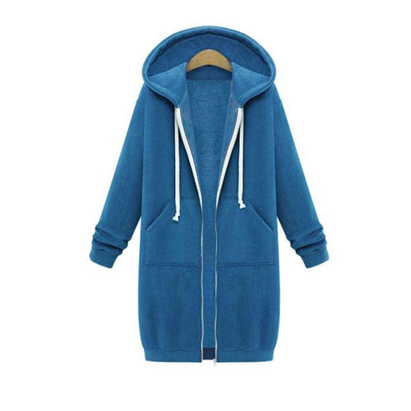 Street-Wave Long Sweatshirt Jacket for Women Chic All Weather Comfort and Urban Style