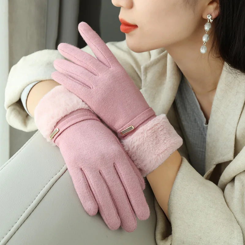 Harper Fitted Gloves | Fur Trim Strap Detail Gloves