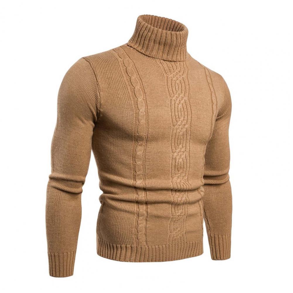 Street-Wave Cable Knit Turtleneck Sweater For Men Cozy Warmth