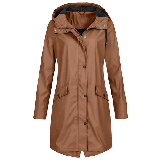 Street-wave Waterproof Hooded Raincoat for Women Durable Lightweight Rain Jacket with Adjustable Hood