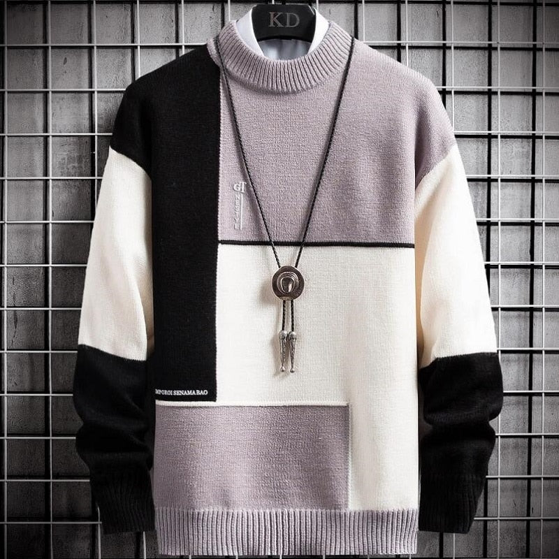 Street-wave Patchwork Pullover Warmth And Style For Cold Weather Fashion Lovers For Everyday Comfort