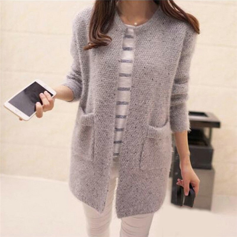 Street-wave Womens Long Fuzzy Vest Cardigan Cozy Warm Knit For Her Fashion Lovers