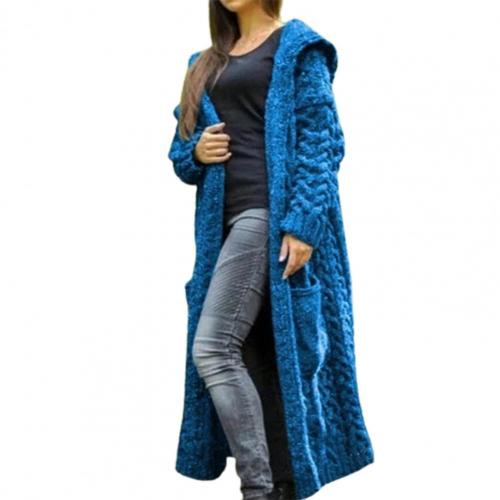 Street Wave Timeless Blue Knit Coat For Women Everyday With Cozy Texture And Confidence