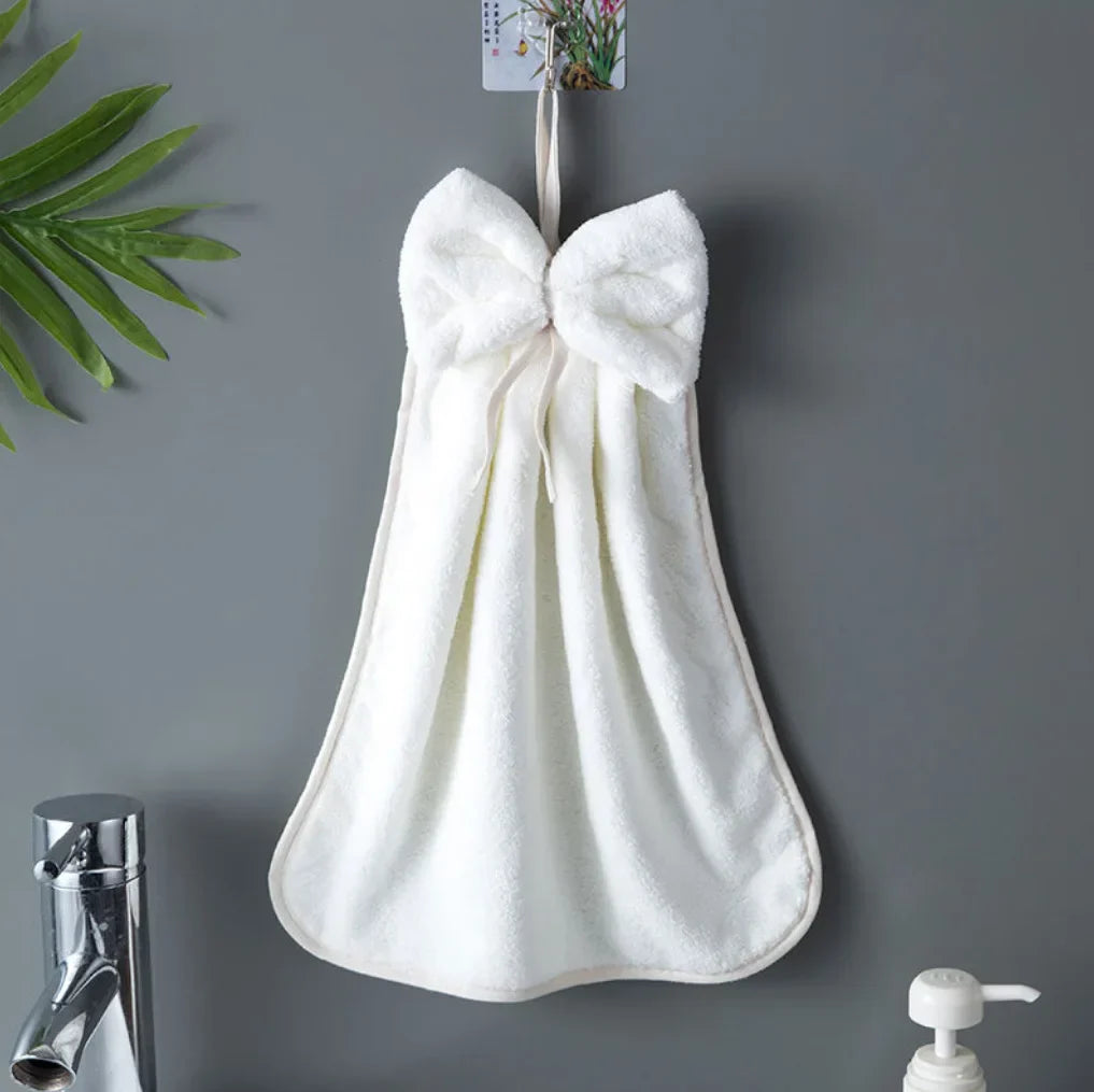 Bow Charm Coral Velvet Towels