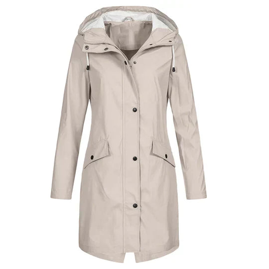 Street-wave Waterproof Hooded Raincoat for Women Durable Lightweight Rain Jacket with Adjustable Hood