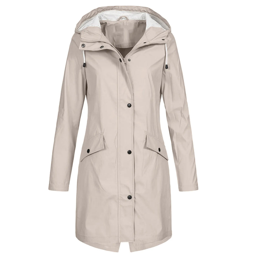 Waterproof Hooded Raincoat For Women Street-Wave Macintosh Mate Capuchon Lightweight All Weather