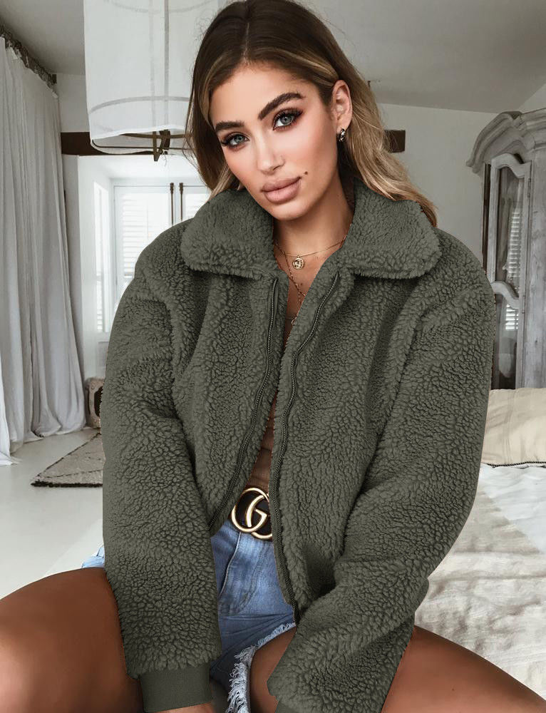 Street-Wave Fluffy Plush Jacket For Women Warm Cozy Winter Coat With Soft Fleece Lining