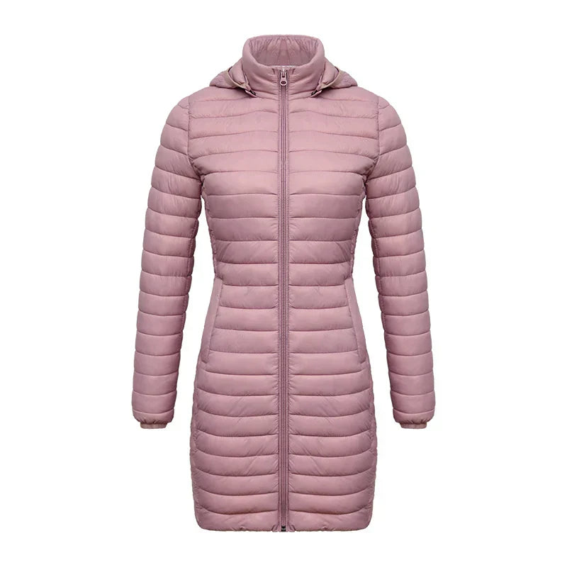 Street-wave Womens Slim Fit Cotton Winter Jacket With Removable Hood And Zipper Closure