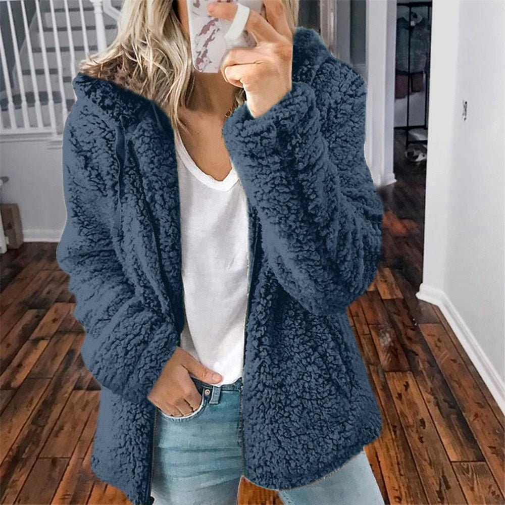 Street Wave Teddy Hoodie Women Ultra Soft Plush Warm Cozy Comfort Perfect Loungewear
