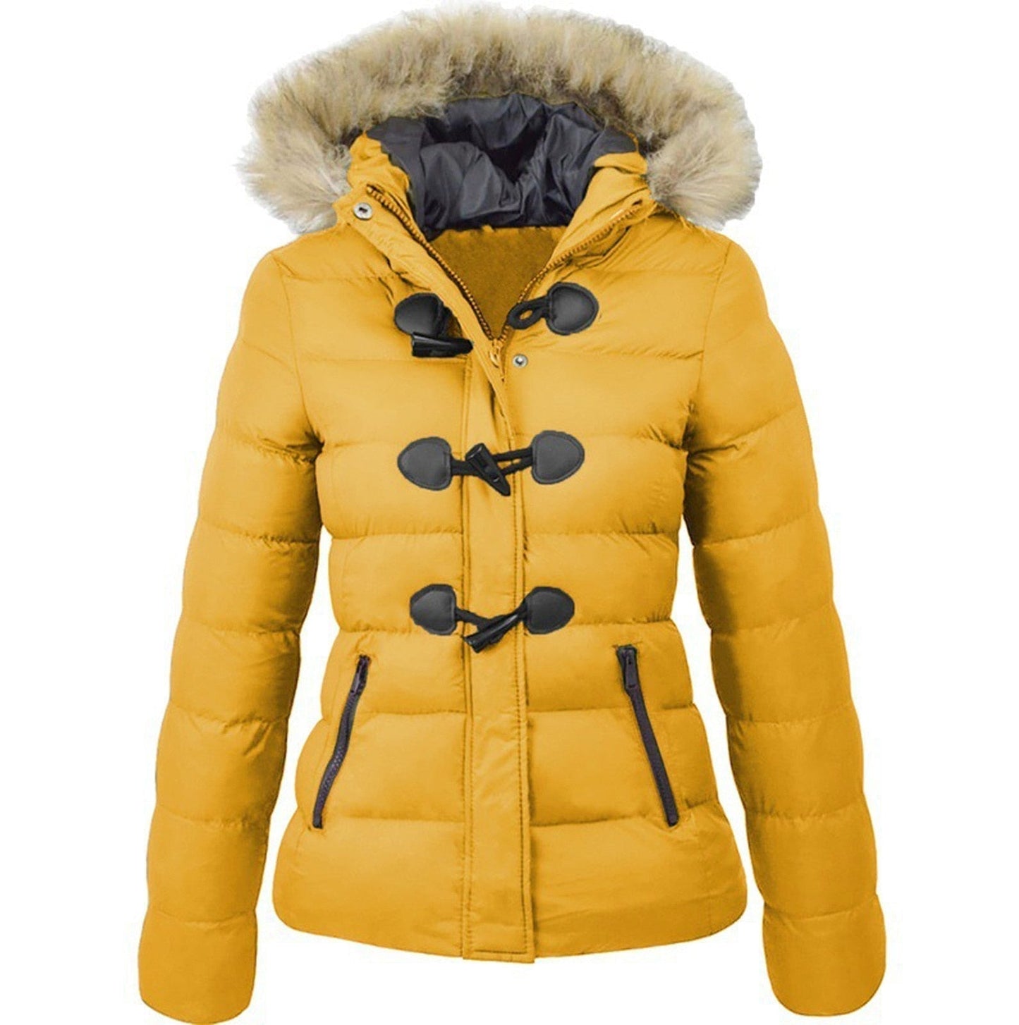 Street-Wave Womens Puffer Winter Jacket With Faux Fur Hood For Cold Weather Warmth And Comfort