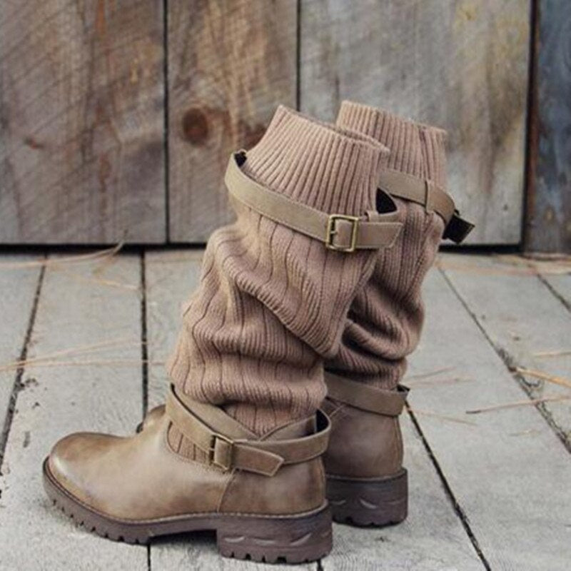 Street-Wave Wool Leather Boots For Women Warm Comfortable Durable Everyday Style