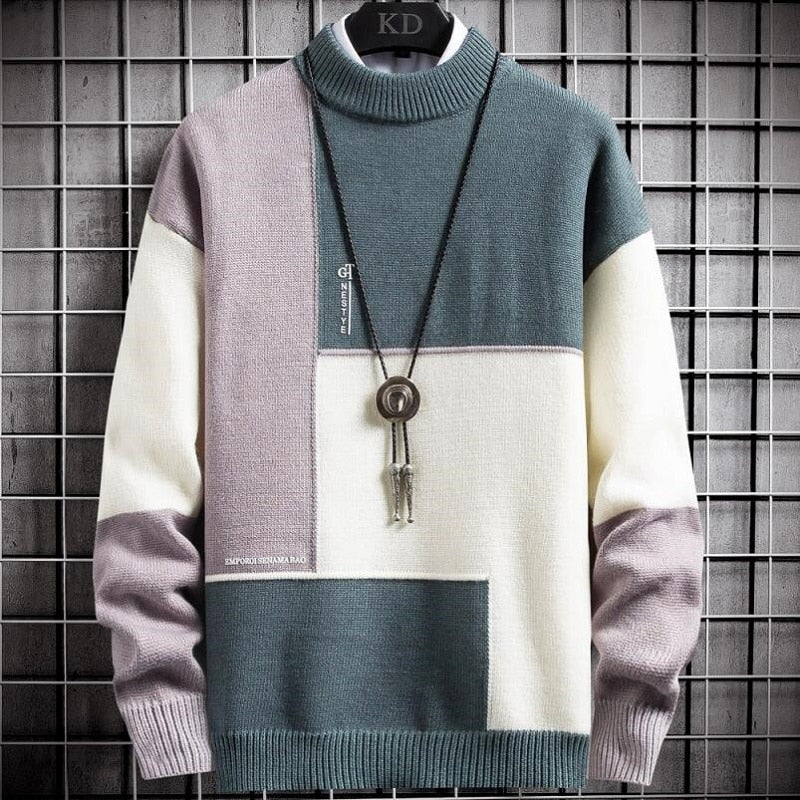 Street-wave Patchwork Pullover Warmth And Style For Cold Weather Fashion Lovers For Everyday Comfort