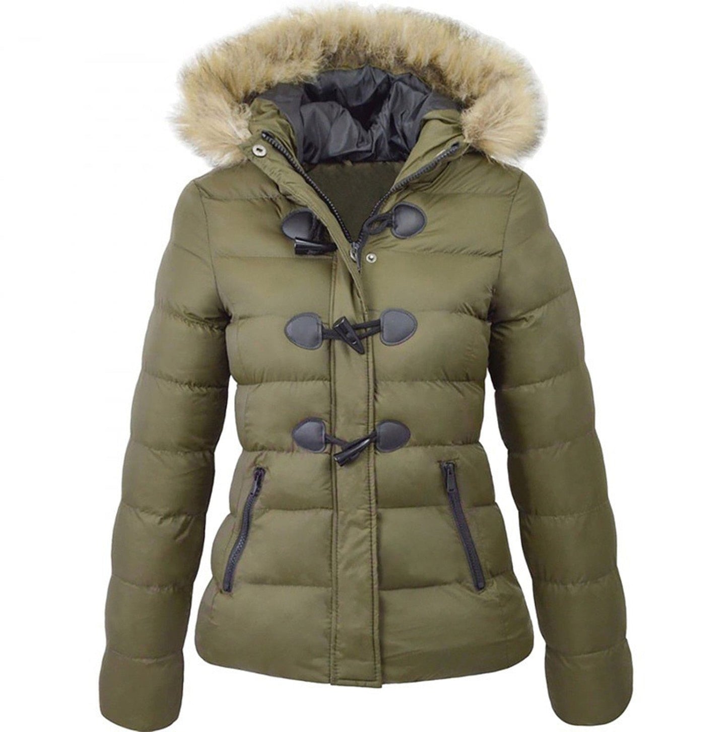 Street-Wave Womens Puffer Winter Jacket With Faux Fur Hood For Cold Weather Warmth And Comfort