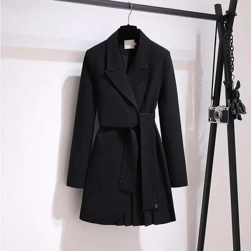 Street Wave Coat For Women White Belted Minimalist Easy Care Acetate Polyester Blend