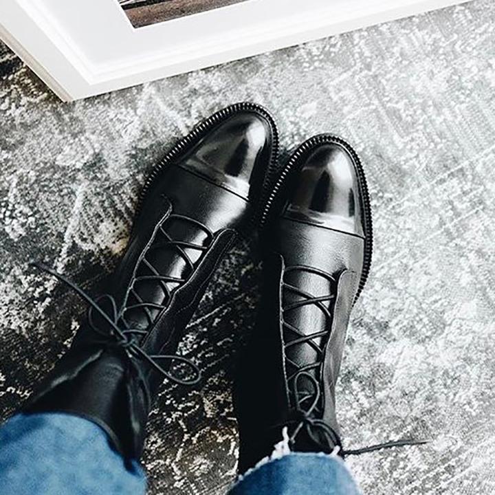 Street-Wave Women's Leather Boots Eco Leather Warm Cotton Lining All Day Comfort for Everyday Wear