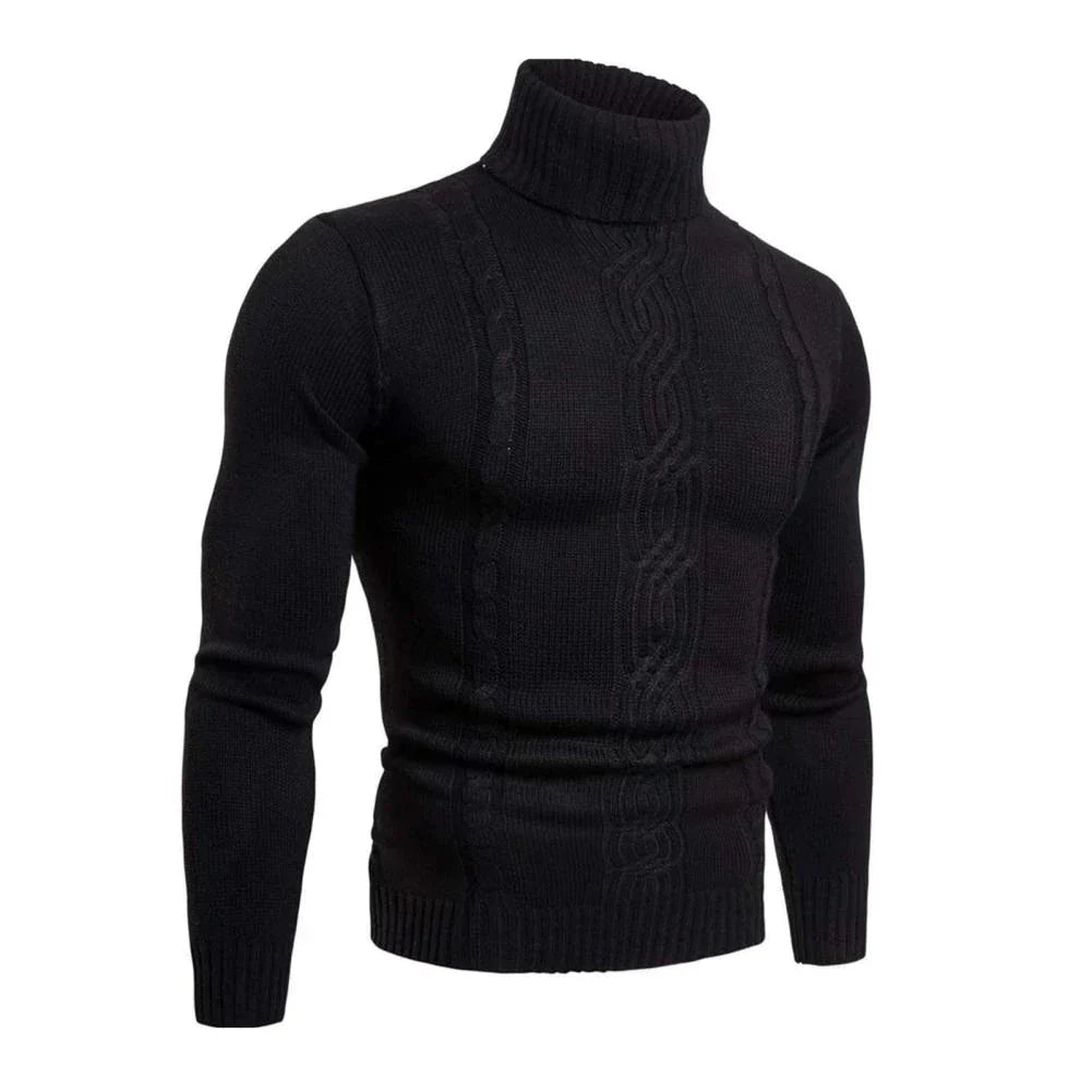 Street Wave Cable Knit Turtleneck Sweater For Stylish Men Warm Comfort Classic Cable Pattern