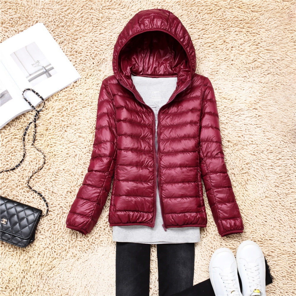 Street Wave Womens Hooded Warm Puffer Jacket Insulated Lightweight Winter Coat For Women