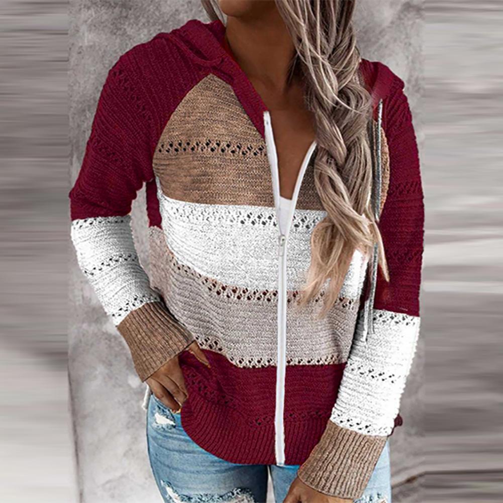 Street-Wave Women Hooded Knit Pullover Breathable Fabric Casual Style For Everyday Wear