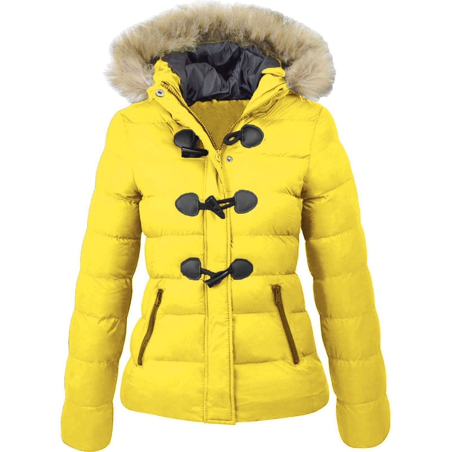 Street-Wave Womens Puffer Winter Jacket With Faux Fur Hood For Cold Weather Warmth And Comfort