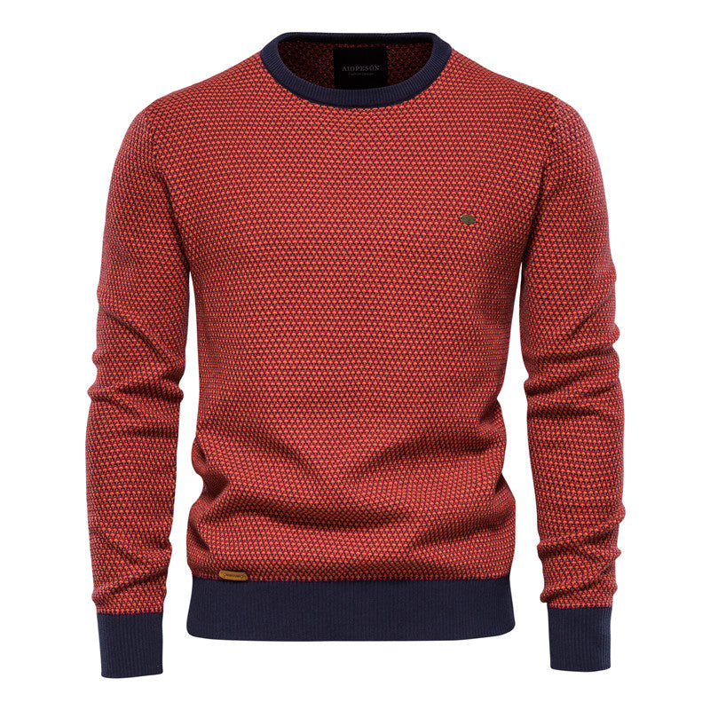 Street-wave Mens Crew Neck Knit Sweater With Durable Outer Fabric For Cold Weather Warmth And Comfort